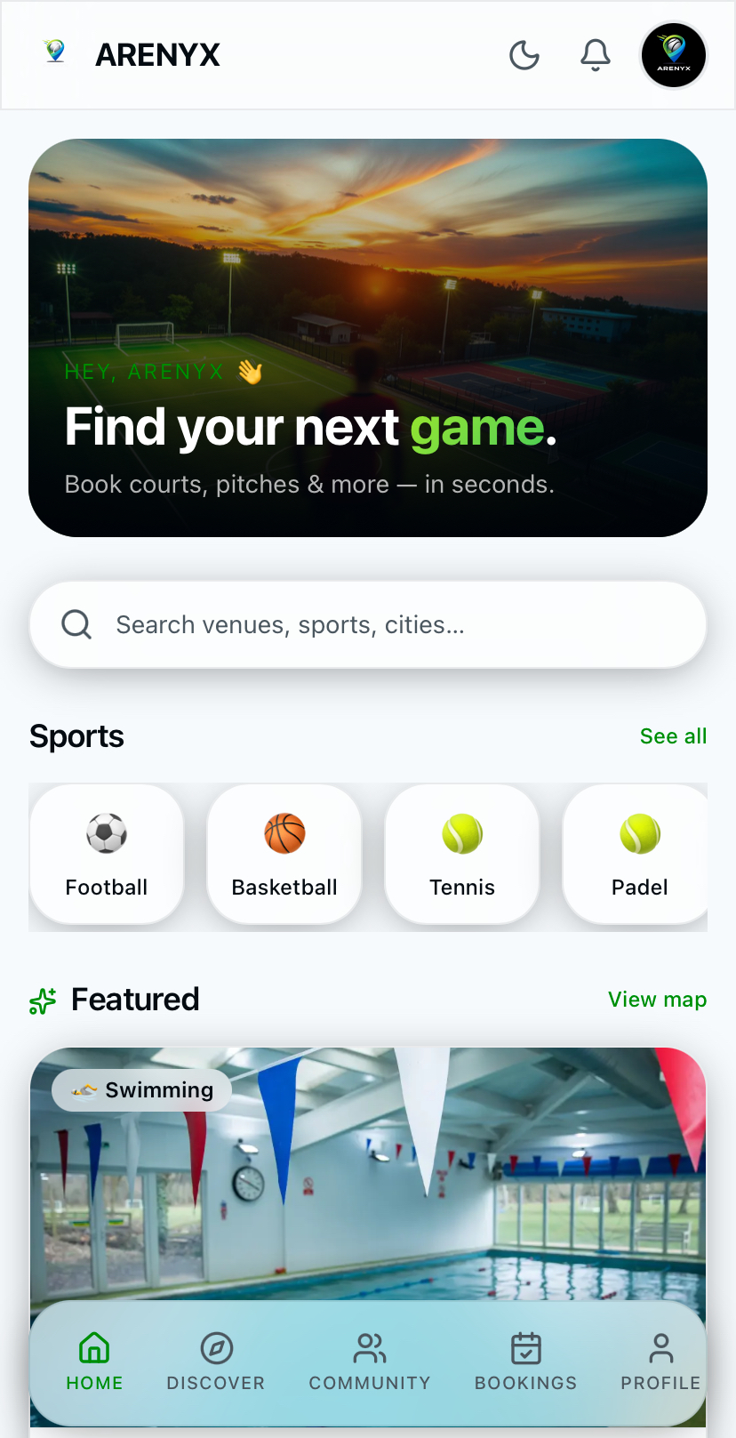 Arenyx home feed